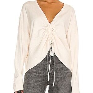 525 America Ruched Front Pullover in Cream, Size M/L